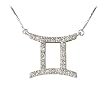 .30ctw Diamond Gemini Zodiac Pendant 14K White Gold (May 21 - June 21)