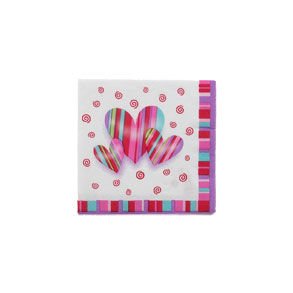 Valentine Hearts & Stripes Beverage Napkins