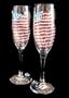 America s Flag Design - Hand Painted - Set of 2 - Champagne Flutes - 6 oz. 8.75 tall