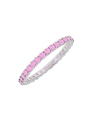 Pink Sapphire Eternity Bangle 14K White Gold - 6.00 CT TGW