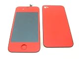Apple iPhone 4 G 4G Verizon CDMA ~ Red Full LCD Screen Display + Touch Screen Digitizer Front Glass Plastic Lens Part Assembled Together + Full Plastic Glass Back Battery Cover Door Case Housing Fascia Plate Panel ~ Mobile Phone Repair Parts Replacement