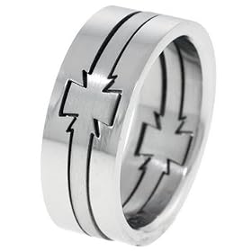 Maltese Cross Men's Stainless Steel Puzzle Ring - Size 9