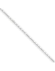 14k White Gold 10in 1.2mm D/C Beaded Pendant Anklet Chain. Metal Wt- 1.61g