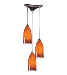 3 Light Pendant In Satin Nickel And Espresso Glass
