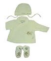 Max and Tilly Baby Soft Velour Jacket, Hat and Booties Matching Cream Set Newborn