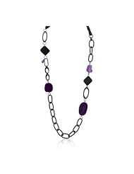 Purple Beaded Chain Link Necklace