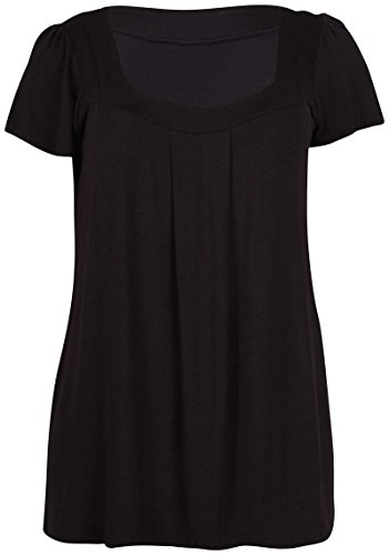 PurpleHanger Women's Plus Size Shaped Neck Gathered Tee Tops