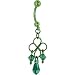 Handcrafted Genuine Swarovski® Emerald Irish Scroll Green Titanium Belly Ring