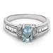 14k White Gold Oval Aquamarine and Diamond Ring title=