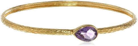 Eddera Jewelry Dina Pear Amethyst Bangle Bracelet, 8.25"