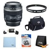 Canon EF-S 60mm f/2.8 Macro USM Digital SLR Lens for EOS Digital SLR Cameras w/ 52mm Multicoated UV Protective Filter, Deluxe Bag, Lens Cap Keeper, Microfiber Cleaning Cloth, Tri-fold Memory Card Wallet, USB 2.0 Card Reader