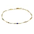 10 Inch Multi-Color Gemstones & Gold Plated Anklet Bracelet
