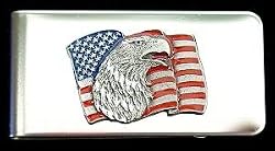 Eagle American Flag Pewter Money Clip