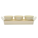 Cream Enamel Planters on a Tray