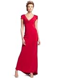 ABS Allen Schwartz Womens Short Sleeve Cowl Neck Dress With Lace Trim