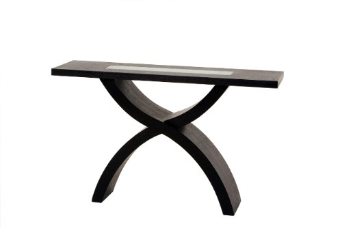 Diamond Sofa 55-Inch Rectangle Console Table with Crackled Glass Inset and X-Shaped Base Diamond Sofa 55-Inch Rectangle Console Table with Crackled Glass Inset and X-Shaped Base