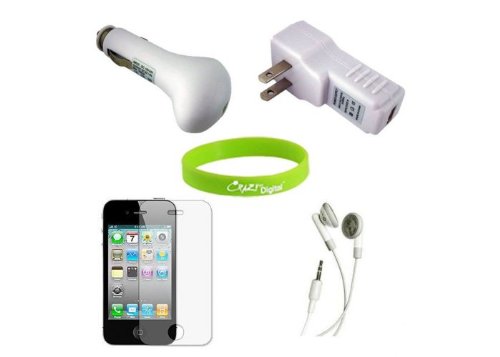 CrazyOnDigital Charger, Earphone, and Screen Protector Bundle for iPod touch 4G