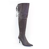 Brand New Brieten Solid Lace Up Kitten Heel Kneel High Boots 94508 BROWN (7.5)