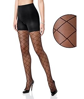 Control Top Diamond Patterned Pantyhose