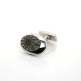 Image of Star Burst-Grey / Base metal cufflinks with grey transparent enamel insert, Palladium Plated