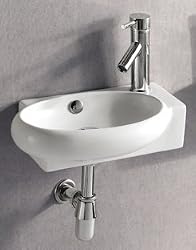 ELANTI EC9888-L Porcelain White Wall-Mounted Oval Left-Facing Sink