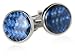 Trendy Blue Carbon Fiber Round Cufflinks Set in Silver with Presentation Box