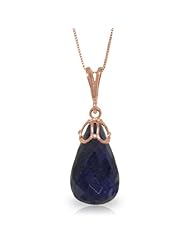 14K Gold Briolette Natural Sapphire Pendant Necklace