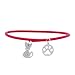 Rhodium Plated Sterling Silver Diamond Accent Cat and Paw Print Dangles Rubber Bangle Bracelet, 7.25"