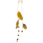 Goldstone Hair Jewel 01 Brown Glittering Copper Glass Yellow Guinea Feather Silver Extension Clip 9.5