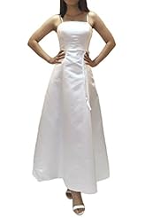 Modest Spaghetti Strap Satin Ankle Length Lace-Up Natural   Waistline Prom Dress/Party Dress 