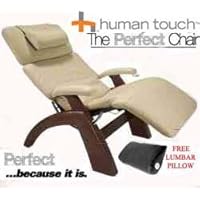 The Human Touch Power Electric Perfect Chair Recliner - PC95 / PC-095 Dark Walnut Recline Wood Base Ivory Leather Pads - Interactive Health Zero Anti Gravity Chair