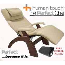The Human Touch Power Electric Perfect Chair Recliner - PC95 PC-095 Dark Walnut Recline... by The Human Touch Power Electric Perfect Chair Recliner - PC95 / PC-095 Dark Walnut Recline Wood Base Ivory Leather Pads - Interactive Health Zero Anti Gravity Chair