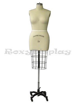 (ST-SIZE18) Professional Dress Form Female Half Body Size 18 Collapsible shoulder