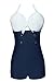 WINDAY Elegant Retro Inspired Boy-Leg One Piece Ruched Monokinis Swimsuit 14 White/Blue