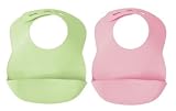 Kiddopotamus Bibbity Rinse And Roll Bib Green and Pink 2-Pack