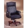 English Cherry Frame DMi Seating Executive Black Leather Office Chair with Nail Trim