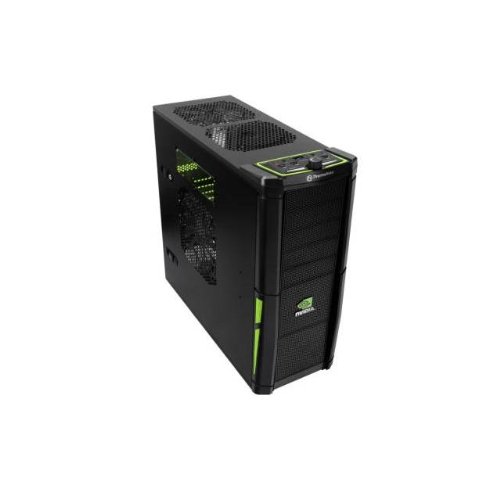 Thermaltake VL200L1W2Z NVIDIA Edition Black and Green Lining ATX Full Tower Gaming Computer Case w/ 2x 120mm Fan (Front & Rear), 1x Front Colorshift LED 120mm Fan, 1x Top Colorshift LED 200mm Fan, 1x Side Colorshift LED 230mm fan & 1x Delta