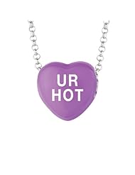Sterling Silver 12mm Purple enamel Sweethearts UR HOT Heart Pendant