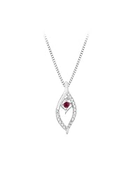 10K White Gold 0.07 ct. Diamond with 0.09 ct. Ruby Pendant with Chain