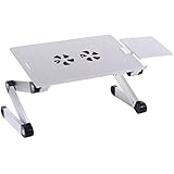 Accuon Adjustable Vented Laptop Table Computer Desk, Light Aluminium Alloy up to 17" (0186-B)