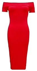 Plus Size Girls Stretchy Off the Shoulder Elastane/Viscose Bodycon Dress/Midi Dress 