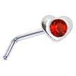 Sterling Silver Red Gem Heart L-Shaped Nose Ring