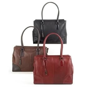 Kenneth Cole Reaction Belvedere Leather Double Dowel Rod Zip-Top Computer Tote