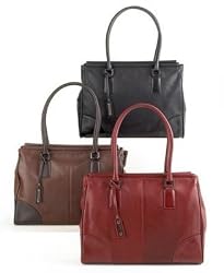 Kenneth Cole Reaction Belvedere Leather Double Dowel Rod Zip-Top Computer Tote