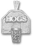 Arkansas Razorbacks Solid Sterling Silver ''HOGS'' Backboard Pendant
