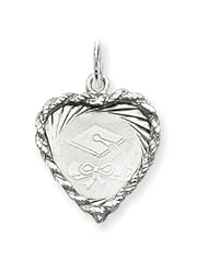 Sterling Silver Graduation Cap & Diploma Disc Charm QC2424"