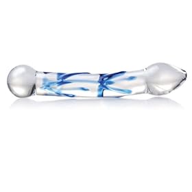 Don Wand Real Tip Curved Glass Pleasure Wand, Blue Ripple