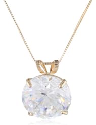 14k Gold Round-Cut 10mm Cubic Zirconia Solitaire Pendant (4 cttw)