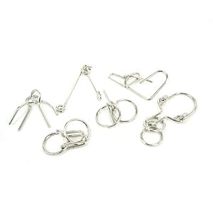 6 Piece Brainteasers Mini Wire Puzzle Set by 