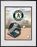 Oakland Athletics "2005 Logo / Cap and Glove" Double Matted 8" X 10" Photograph in Black Anodized Aluminum Frame